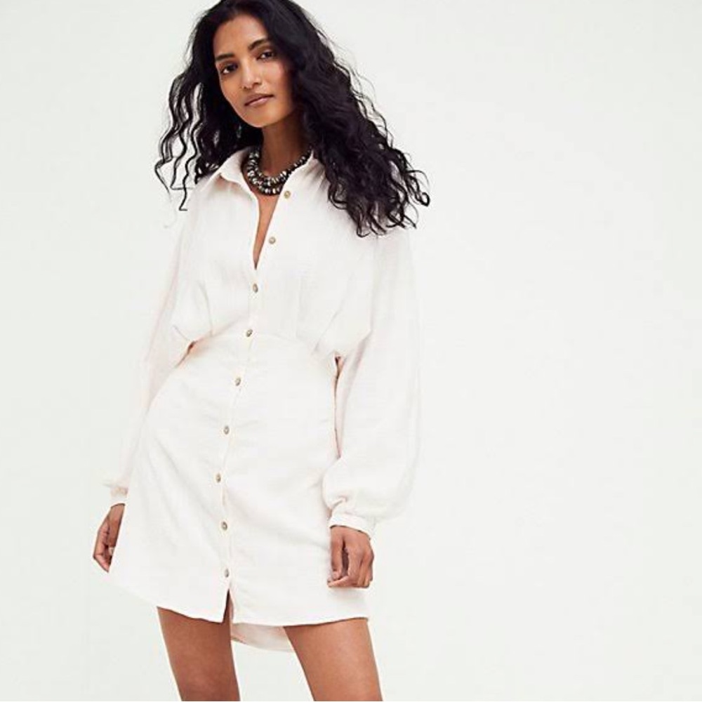 Free People Moni Mini Dress Buttondown Textured
White Medium